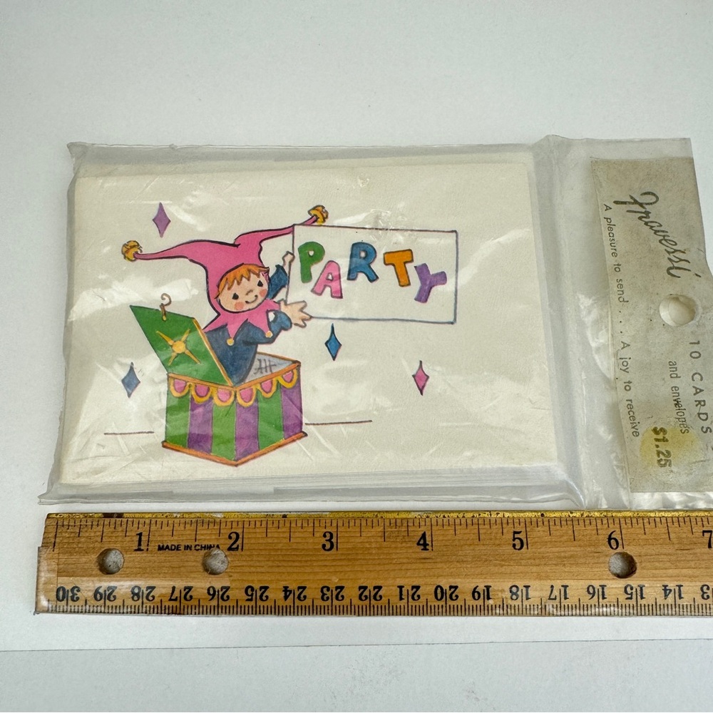 Vtg Fravessi Jester‎ Clown Sealed Pack of Party Invitation Invite Greeting Cards